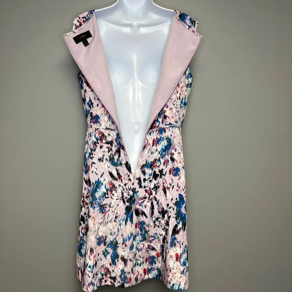 J. Crew Lavender‎ Purple Watercolor Wedding Guest Retro A-Line Dress Sz 8